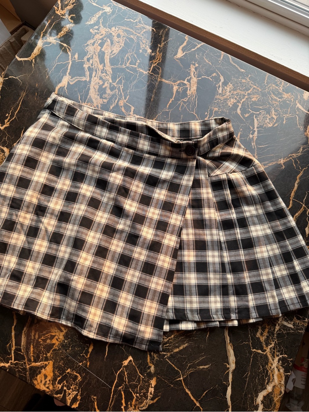 Plaid Wrap Mini Skirt